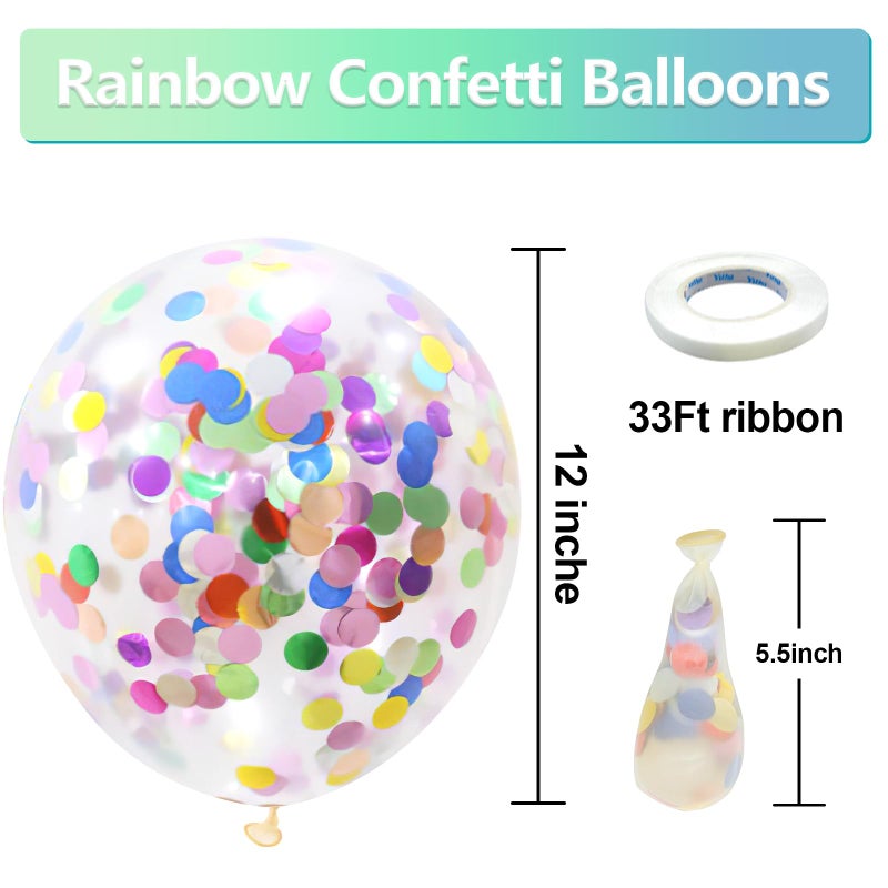 Bezente Rainbow Multicolor Confetti Latex Balloons - 60 Pack 12 inch Helium Colorful Confetti Balloons for Birthday Baby Shower Wedding Party Decorations - Image 2